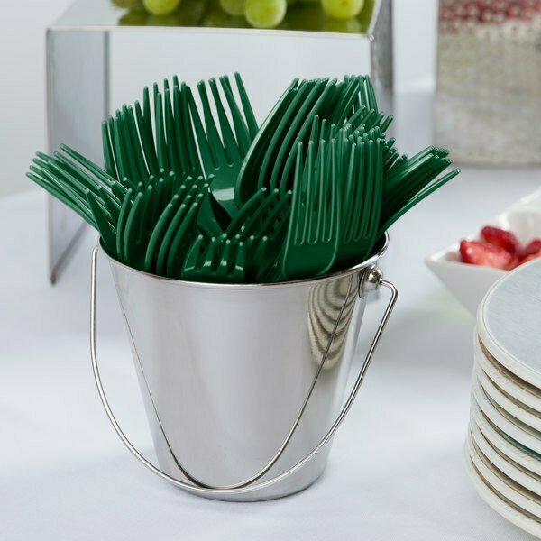 Creative Converting 019124 7 1/8in Hunter Green Disposable Plastic Fork, 24PK 999FORKHG